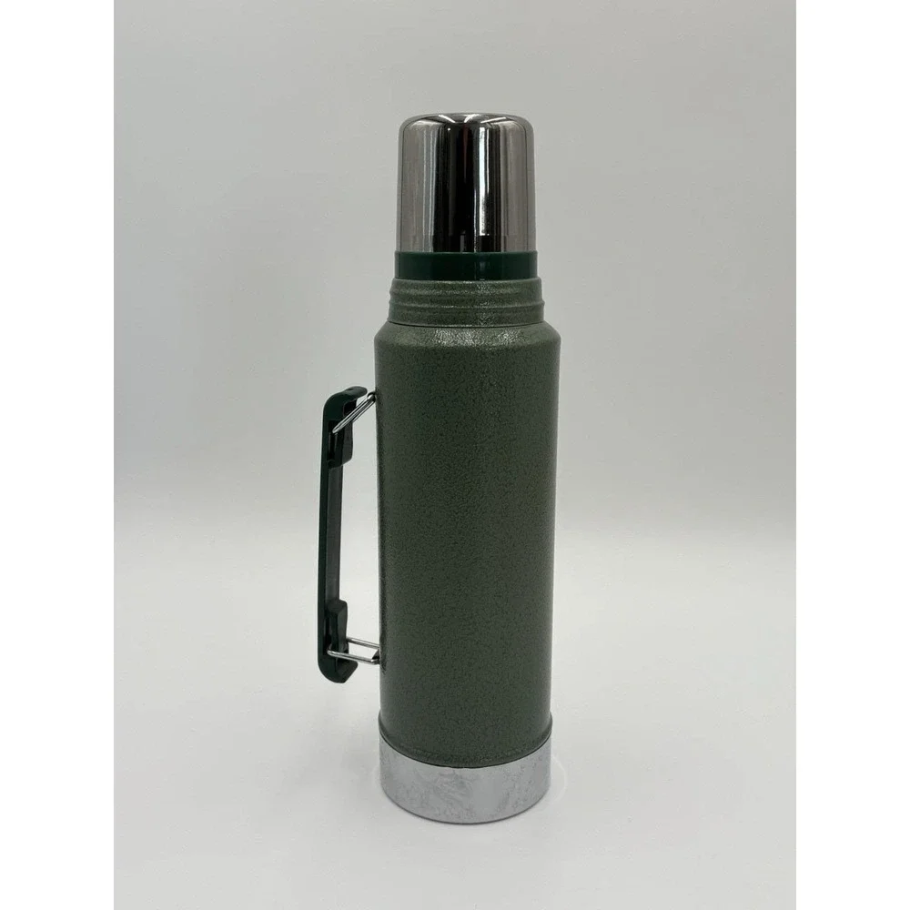 Vintage Aladdin Stanley Thermos 1 Qt Green Hammertone USA Twist Pour Lid - Picture 4 of 12